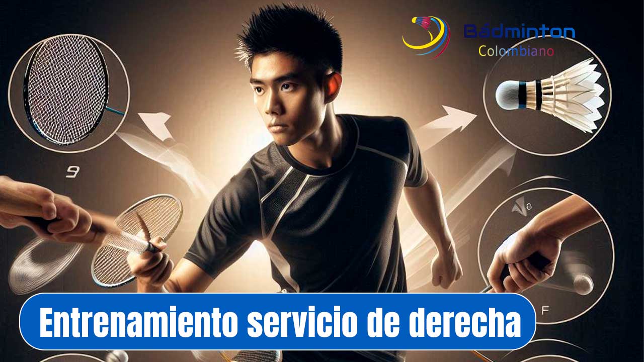 Entrenamiento del servicio de derecha en bádminton