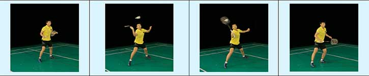 golpe plano de derecha en bádminton 